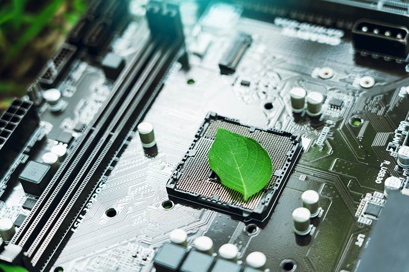 leaf on a circuit board photo