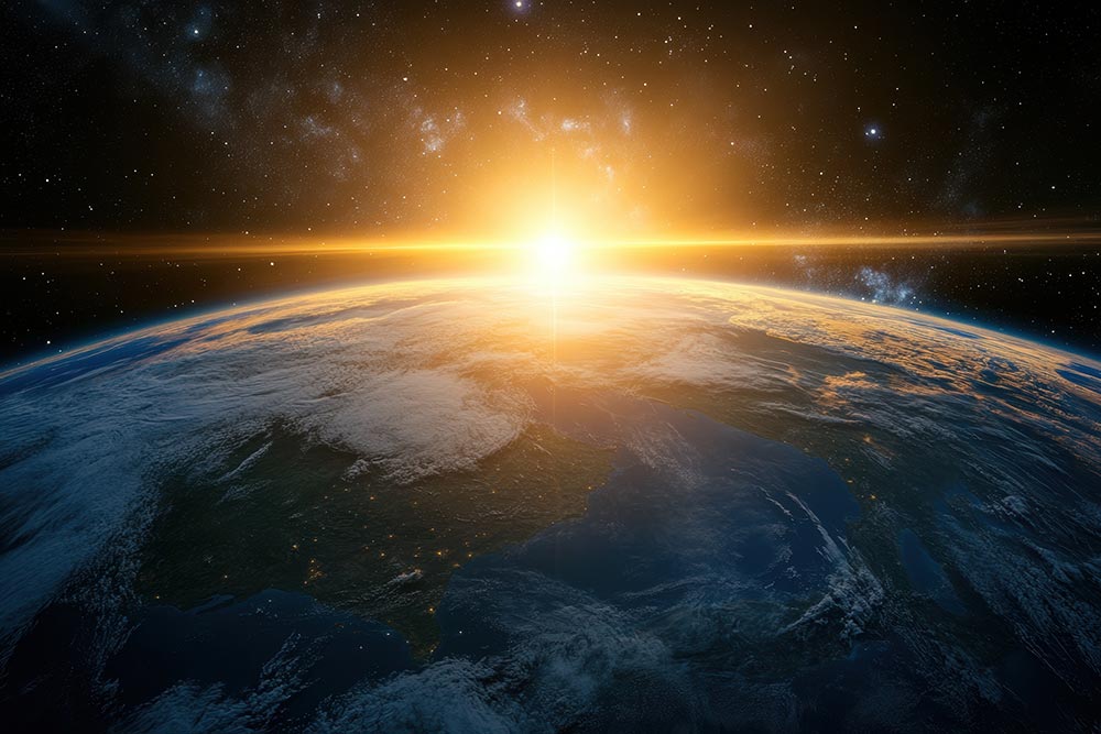 sun rising over the Earth photo