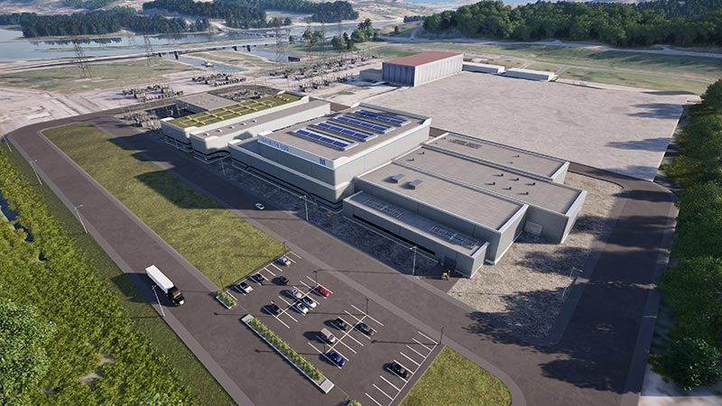 Aerial render image of Type One Energy TVA Bull Run facility